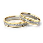 Obrączki ślubne dwukolorowe grawerowane