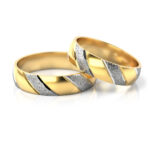 Obrączki ślubne złote dwukolorowe biało-żółte