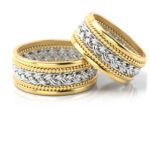 Obrączki ślubne złote dwukolorowe warkocz