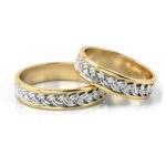 Obrączki ślubne złote dwukolorowe warkocz