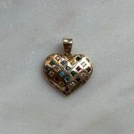 zawieszka serce złoto 585 kolorowe kamienie delikatna dmuchane serce kolorowe