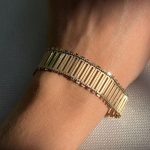 Złota bransoletka szeroka ozdobna błyszcząca dwustronna złoto 585 14k modna wyjątkowa prezent bardzo bogata