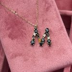 Naszyjnik literka M kamienie naturalne opal topaz kwarc spinel dla niej na prezent złoto 585 14k
