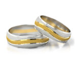 Obrączki ślubne złote dwukolorowe matowe bogato zdobione nowoczesne