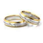 Obrączki dwukolorowe z kamieniami