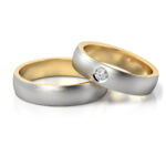 Obrączki ślubne złote dwukolorowe z brylantem