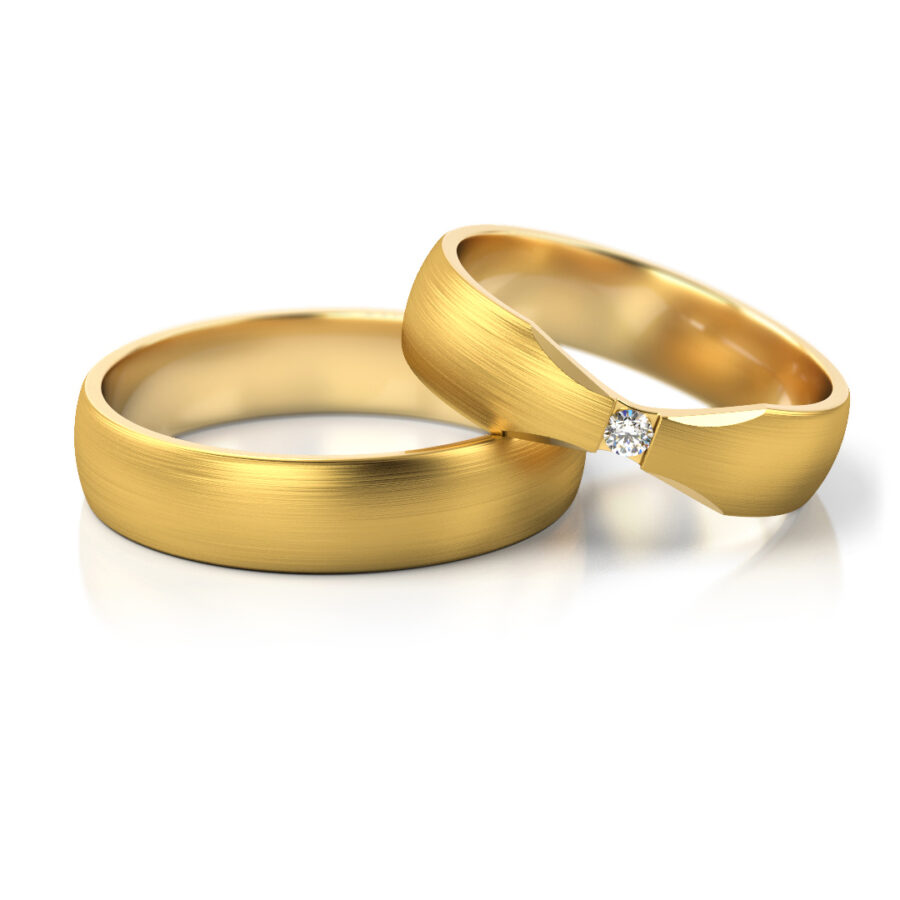 Obrączki ślubne złote z brylantem lub cyrkonią