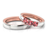 Obrączki ślubne białe złoto różowe złoto czerwone złoto z rubinami