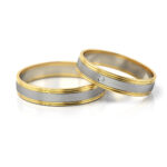 Obrączki ślubne złote dwukolorowe z diamentem