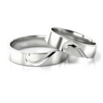 Obrączki ślubne białe złoto z diamentami serce