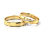 Obrączki ślubne złote z kamieniami łezka