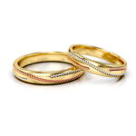 Obrączki ślubne kolorowe nowoczesne pręty 3 kolory złota