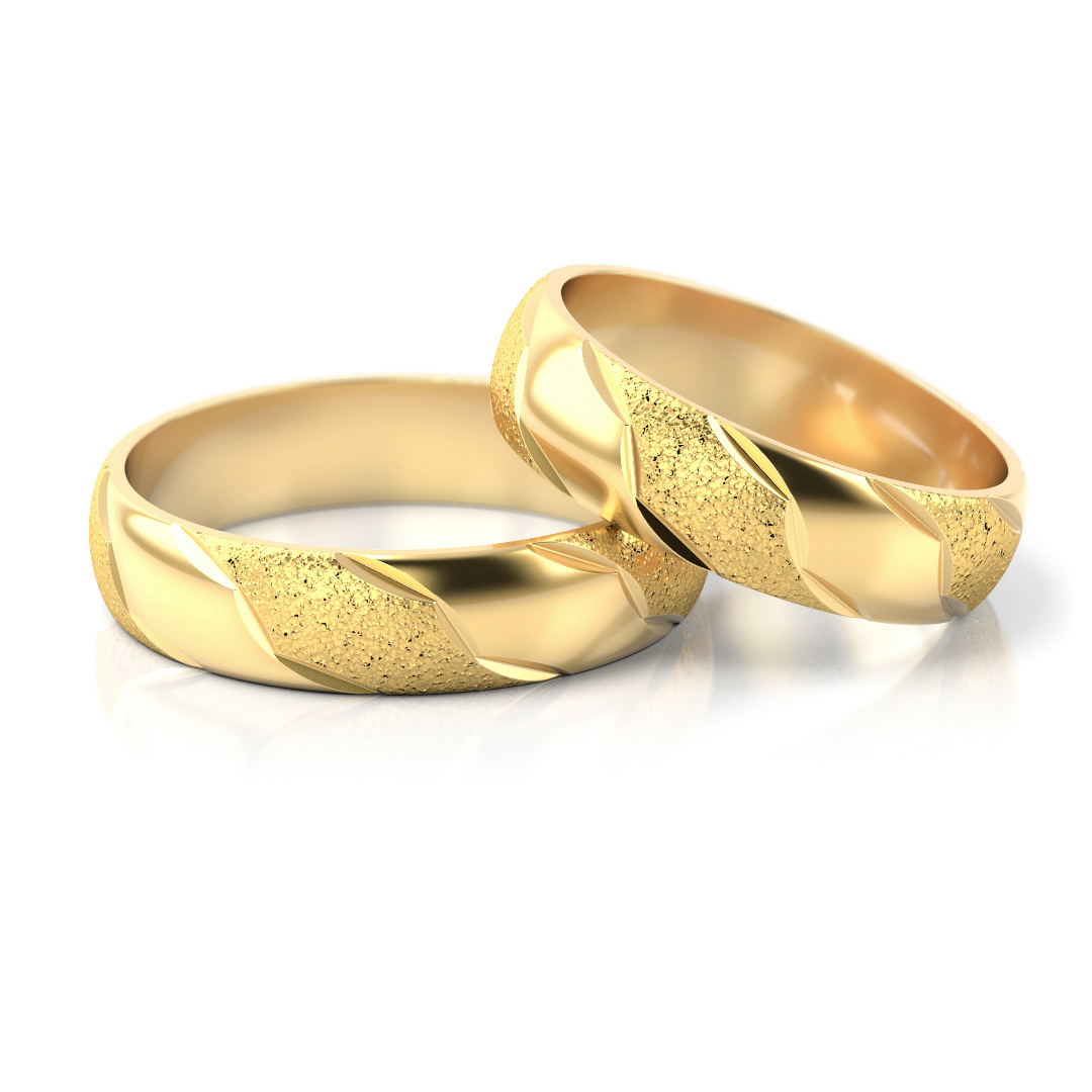 Obrączki ślubne złote grawerowane piaskowane