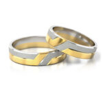 Obrączki ślubne nowoczesne dwukolorowe mat połysk