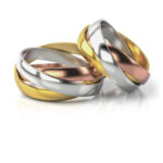 Obrączka ślubna 3 w 1 trzy kolory złota polerowana