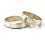 Obrączki ślubne dwukolorowe ścięte brzegi