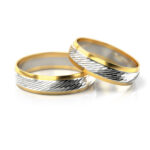 Obrączki ślubne złote dwukolorowe diamentowane