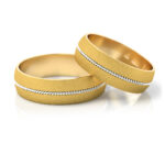 Obrączki ślubne złote dwukolorowe matowe rodowane