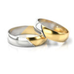 Obrączki ślubne złote dwukolorowe pół na pół
