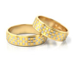 Obrączki ślubne złote dwukolorowe szachownica