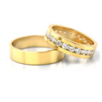 Obrączki ślubne złote z diamentami brylantami dookoła