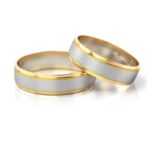 Obrączki ślubne złote dwukolorowe ciekawy mat