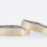 Obrączki ślubne złote nowoczesne dwukolorowe satynowane