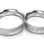 Obrączki ślubne znak zodiaku białe złoto z diamentami cyrkoniami