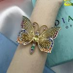 Złoty pierścionek motyl złoto 585 14k kolorowe kamienie duży ozdobny dla niej nietuzinkowy wyjątkowy na prezent