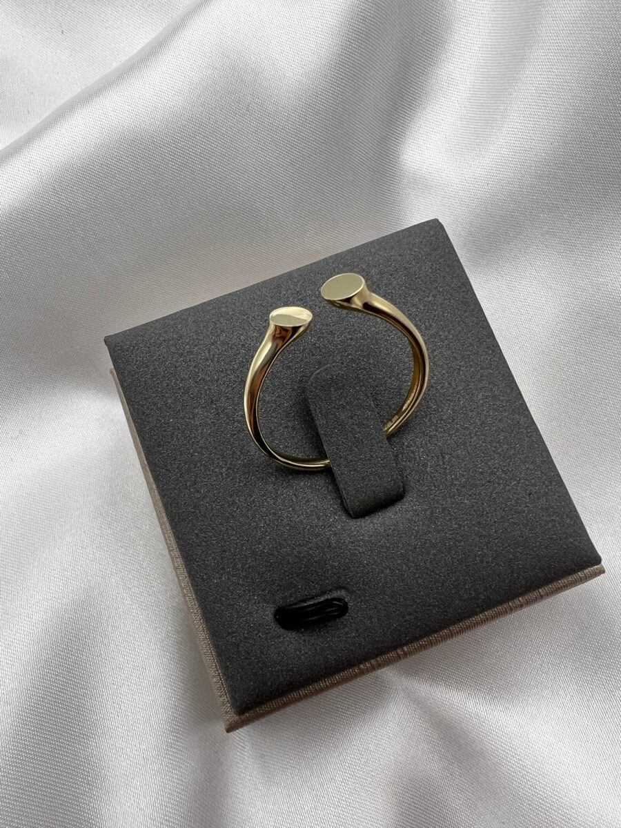 Modowy geometryczny pierścionek złoto 585 dwa koła otwarty drut
