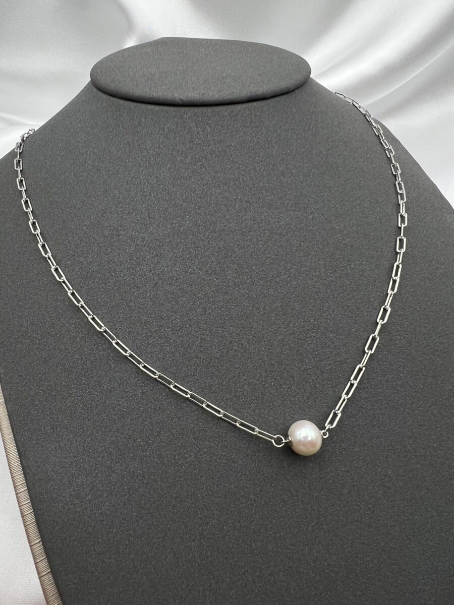 Naszyjnik srebro 925 perła naturalna regulacja długości