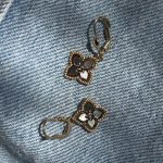 Kolczyki złoto 585 koniczynka kwiatek marokańska masa perłowa bigle wiszące kolczyki