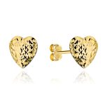 Kolczyki zapinane na sztyft wkrętki złoto 585 serca diamentowane shine золоті блискучі сережки-сердечка