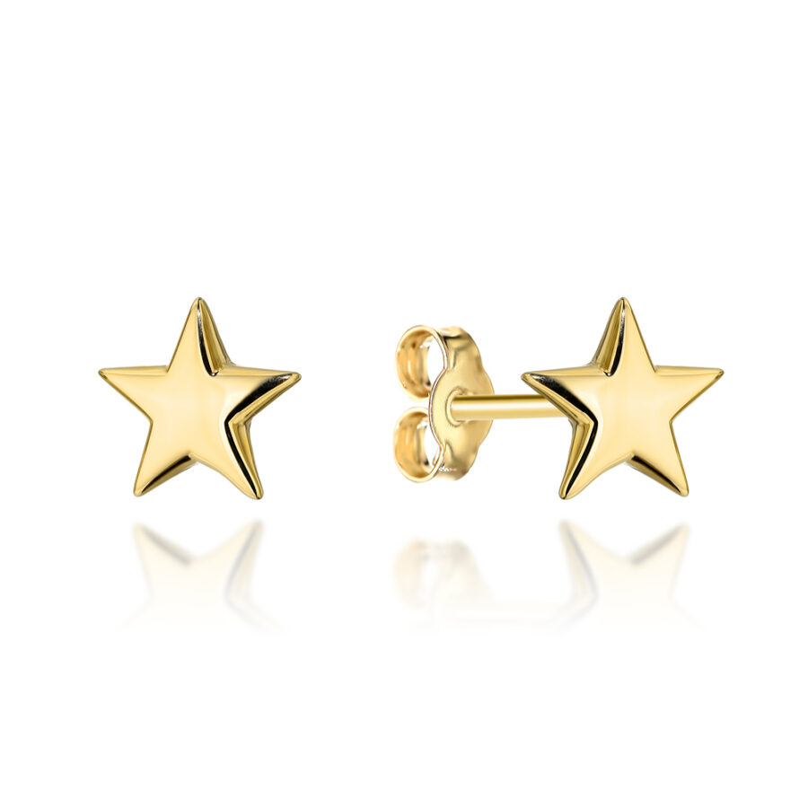 Kolczyki złote gwiazdki gwiazdy stelle złoto 585 zapinane na sztyft wkrętki błyszczące na święta prezent boże narodzenie