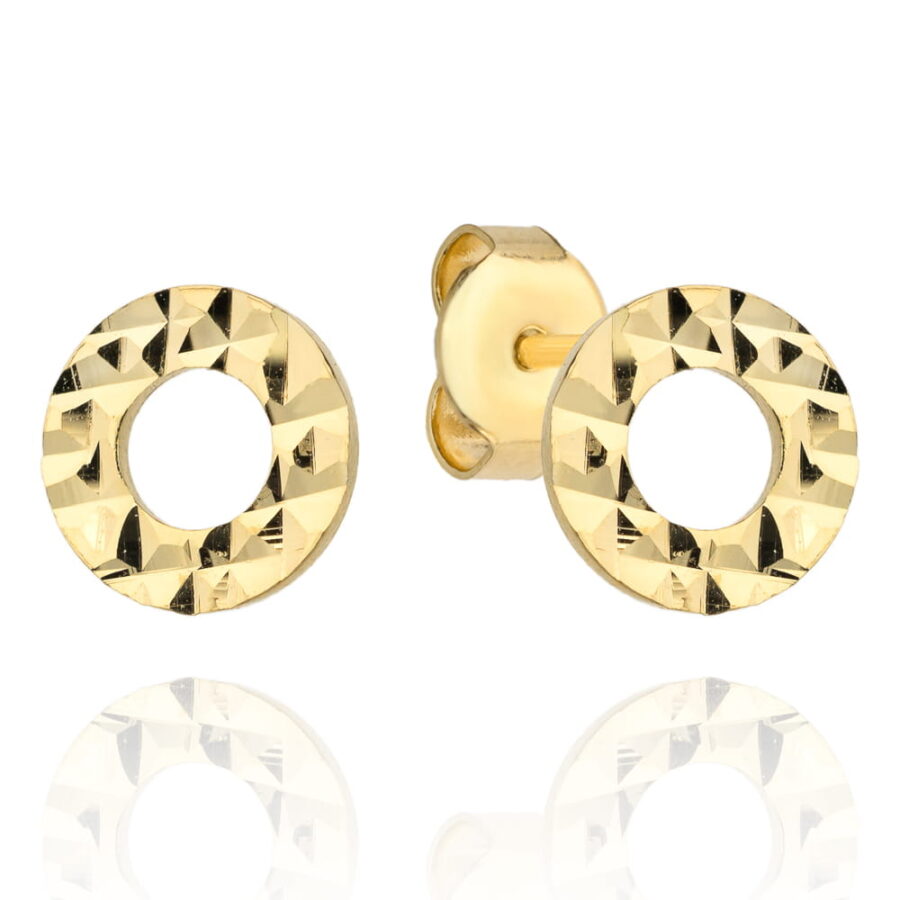 Kolczyki złote 585 obręcze obrączki ringi diamentowane efektowne zapinane na sztyft wkrętki