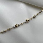 Bransoletka złota 585 białe i żółte złoto dwukolorowa diamentowane kulki celebrytka palline lucide