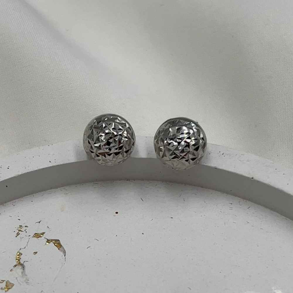 Kolczyki wkręty sztyft srebro 925 pół kulki diamentowane shine