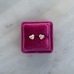 Złote kolczyki serca diamentowane złoto 585 14kt serduszka dmuchane pompowane pomysł na prezent dla niej złote kolczyki wkrętki na zatyczkę na sztyft diamentowane błyszczące