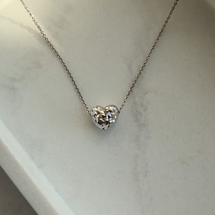 srebrny naszyjnik serduszko diamentowane efektowane idealny naszyjnik na prezent srebro 925 celebrytka serduszko dla niej