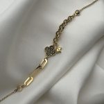 bransoletka 585 chain spinaczowa łańcuchowa koniczyna z czarnymi kamieniami czarne cyrkonie gwiazdka wisząca prezent dla niej