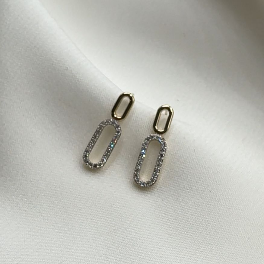 Kolczyki modowy model diamenty złoto 585 spinaczowe kolczyki chian łańcuchowe długie diamenty