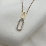 Naszyjnik z diamentami złoto 585 diamenty spinacz łańcuch chain