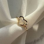 Pierścionek serce diamenty czarne diamenty złoto 585 walentynki prezent na walentynki