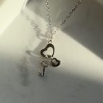 Naszyjnik srebrny serce i kłódka kluczyk wiszące zawieszka cyrkonie srebro 925