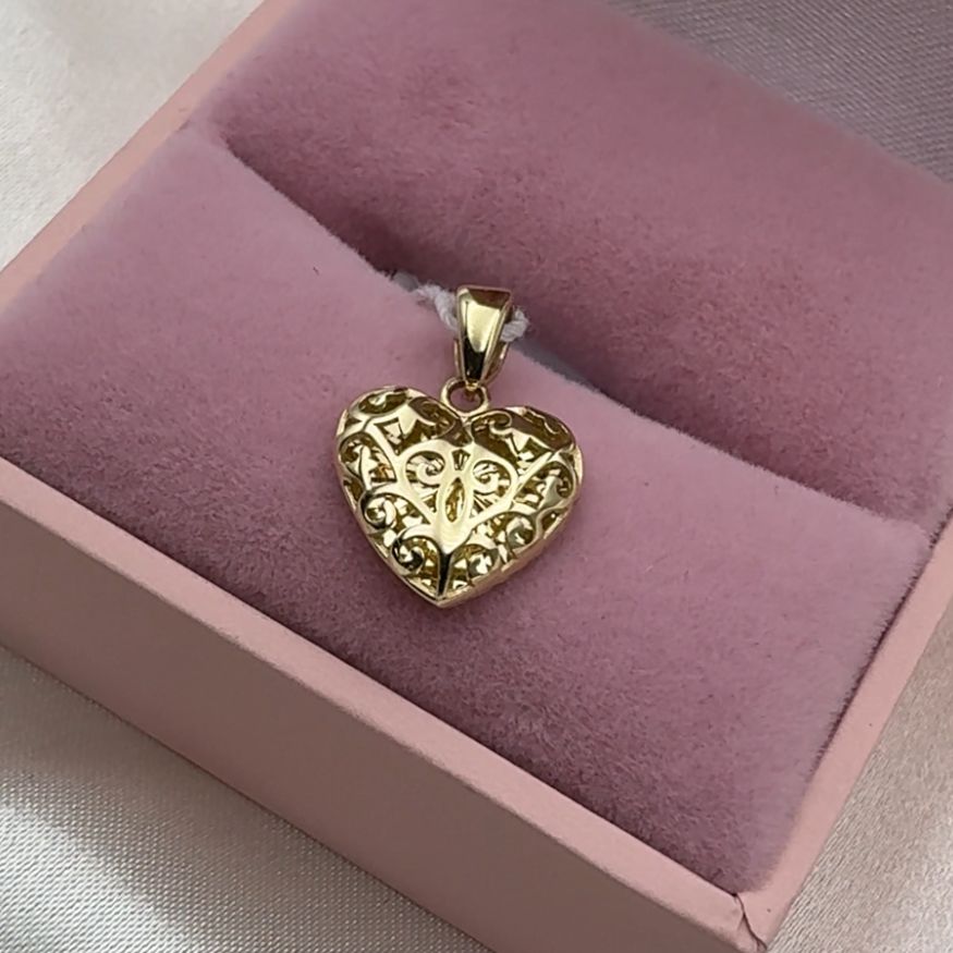 Zawieszka serce diamentowane ażurowe zdobienie złoto 585 prezent na walentynki dla niej