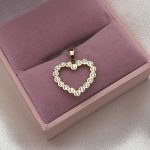 Zawieszka serce z cyrkoniami ramka złoto 585 kamienie prezent walentynki