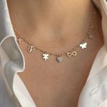 celebrytka pozłacana złocona zawieszki motylek znak nieskończoności serce koniczynka krzyżyk gwiazdka charmsy chains naszyjnik na prezent