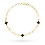 Bransoletka koniczynki marokańskie czarne złoto 585 onyks