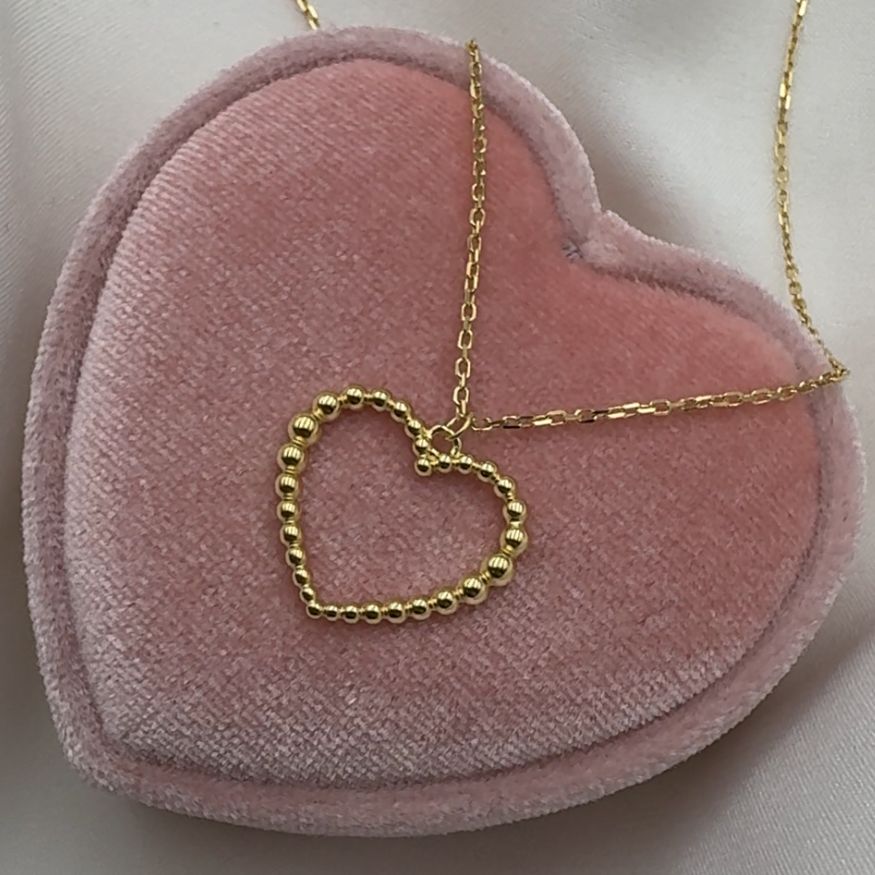 Naszyjnik pozłacany serce kuleczki srebro 925 pozłacane złocone delikatne prezent na Walentynki