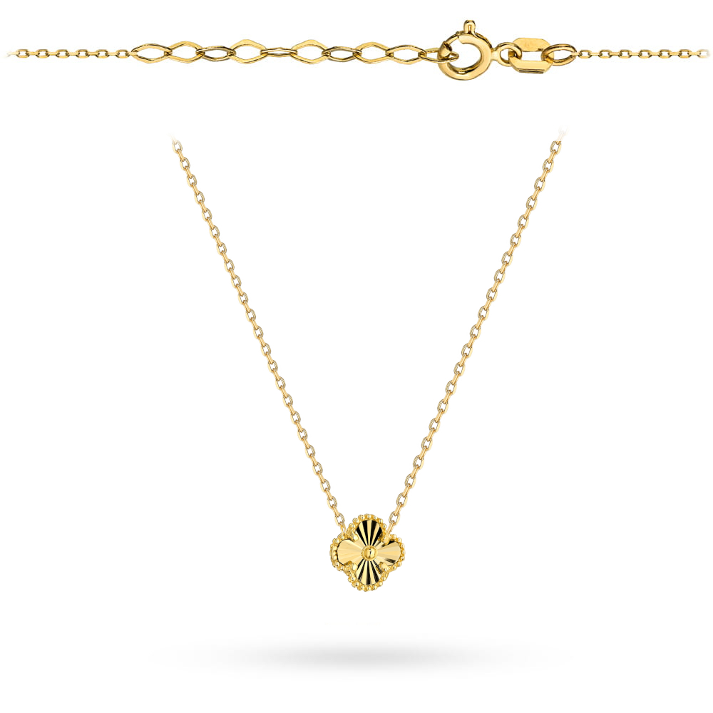 Naszyjnik złoty koniczyna diamentowana złoto 585 14 ct karat fiore koniczynka modna regulacja długości